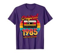 40th Birthday Man Woman 40 Years Decoration 1985 Funny Camiseta, Hombre, Morado, 3XL