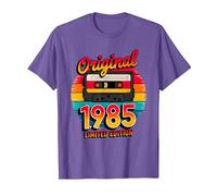 40th Birthday Man Woman 40 Years Decoration 1985 Funny Camiseta, Hombre, Morado Jaspeado, XXL