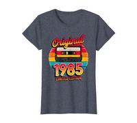 40th Birthday Man Woman 40 Years Decoration 1985 Funny Camiseta, Mujer, Azul Jaspeado, S