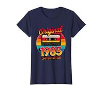 40th Birthday Man Woman 40 Years Decoration 1985 Funny Camiseta, Mujer, Azul Marino, L