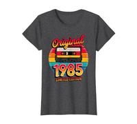 40th Birthday Man Woman 40 Years Decoration 1985 Funny Camiseta, Mujer, Jaspeado Oscuro, XS