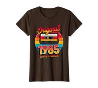 40th Birthday Man Woman 40 Years Decoration 1985 Funny Camiseta, Mujer, Marrón, XXL