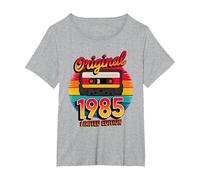 40th Birthday Man Woman 40 Years Decoration 1985 Funny Camiseta, Mujer Tallas Grandes, Gris Jaspeado, 4XL Grande