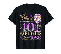 40th Birthday Queen Blessed by God 40 Fabulous Since 1986 Camiseta