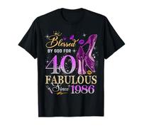 40th Birthday Queen Blessed by God 40 Fabulous Since 1986 Camiseta