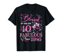 40th Birthday Queen Blessed by God 40 Fabulous Since 1986 Camiseta
