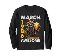 40th Birthday Raccoon Beer March 1986 Vintage 40 Years Old Manga Larga