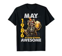 40th Birthday Raccoon Beer May 1986 Vintage 40 Years Old Camiseta