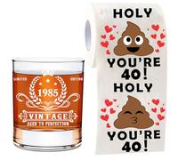 40th Geburtstag Geschenke für Männer-2 PCS 40th Geburtstag Geschenk Set, 1985 Whiskey Glas &Toilettenpapier, 1985 Jubiläum gealtt bis zur Perfektion Geschenke für Freund, Bruder, Papapa, Familie