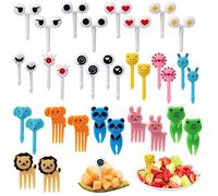 40uds Palillos de Tenedor para Niños, Palillos de Tenedor de Frutas Mini Ojos Animales Lindos Elefantes Cerdo Panda Palillos de Tenedor para Niños y Adultos Caja de Sándwich Bento Suministros