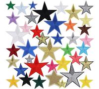 40uds Parches de Estrella para Planchar, Parches de Apliques Bordados de Estrellas Coloridos Parches de Estrellas Puntiagudos Decoraciones para Bricolaje Jeans Bolsos Coser Ropa Reparación