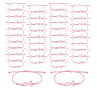 40uds Pulseras de Concienciación Sobre el Mama, Pulseras Trenzadas con Cinta Rosa y Cordón Ajustable para Mujeres Obsequios de Fiesta Suministros para Eventos de Bienestar Social y Caridad