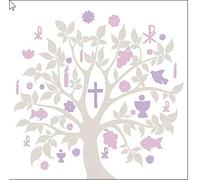 40x Configuración de Servilletas Símbolo Árbol Malva Fucsia Comunión Confirmación Bautizos Mesa Decorativa 20 Piezas 33x33cm