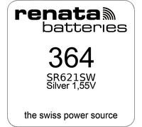 Pilas de reloj Renata 364 SR621SW, 1,55 V, plata, fabricadas en Suiza, paquete de 10 unidades