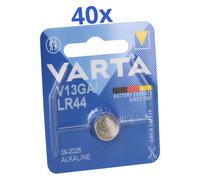 40x Varta Botón Electrónico V 13 GA / A76 / LR 44 Alcalino 1,5 V 1 Unidad