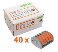 40x WAGO 222-415 Borneras De Palanca 5 Conductores 32A 400V