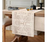 40x140 Camino de Mesa Beige Mandala Bohemia Camino de Mesa Lino Moderno Lavable Mantel Geométrico Elegante Decoración de Mesa para Fiesta Cena Comedor Vacaciones Cocina Banquete