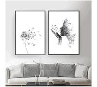 40x50cm x2Pieces SIN Marco Laminas Decorativas Pared cuadrosCartel de Diente de león Lienzo Pintura Naturaleza Retrato Negro Blanco Decoraciones Paredes Cuadro Dormitorio Modernos