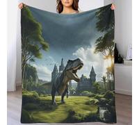 40x50inch(100x130cm) Manta De Algodón Extrasuave con Diseño Dinosaurio Jurásico, Colcha Multiusos Four Seasons para Sofá, Cama, Funda Decorativa Y Mantas con Temas De T-Rex