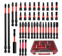 41 Piezas Puntas de Destornillador, Puntas Magnéticas de Acero Aleado S2 con Vástago Hexagonal de 1/4", PH PZ TX SL HEX, Portapuntas de 25/50/75/150 mm para Taladro, Atornillador y Bricolaje