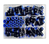 41 Uds. Kit de conectores neumáticos PU-8/PE-8/PZA-8/PY-8/PV-8 en caja 8mm 6mm diámetro exterior de la manguera tubo de aire(1 BOX)