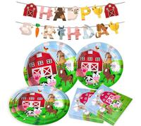 41 unidades fiesta de granja platos carton servilletas banderines cumpleanos granja vajilla animales cumpleanos fiesta vajilla decoracion