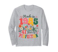 41 Year Old Made in 1985 Retro Floral 41st Birthday Women Manga Larga