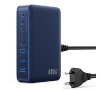 415W Cargador USB C Multiple, GAN IV 8-Port USB Charger Carga Rápida con Doble PD 100W, QC PPS Alimentador USB Multiple Cargador Tipo C para MacBook Air/Pro, iPhone, iPad Pro, Samsung, Huawei-Azul
