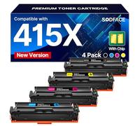 415X Tóner con chip compatible para HP 415A 415X para Color LaserJet Pro MFP M479fdw M479dw M479fdn M479fnw M454dw M479 W2030X W2031X W2032X W2033X (negro, cian, amarillo, magenta, 4 unidades) Paquete