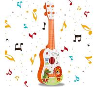 41cm Ukelele de Juguete para Niños, Guitarra Infantil, Soprano Juguete, Guitarra Ukelele, Juguete Musical de Guitarra con 4 Cuerdas Ajustables, para Principiantes, Niñas, Niños, Naranja