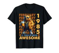 41st Birthday Cool Bear February 1985 Vintage 41 Years Old Camiseta