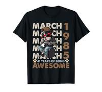 41st Birthday Dog Lover March 1985 Vintage 41 Years Old Camiseta