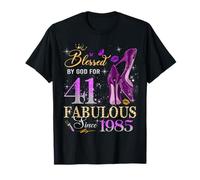 41st Birthday Queen Blessed by God 41 Fabulous Since 1985 Camiseta