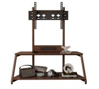 42-75 Pulgadas Soporte TV con Ruedas Soporte para Monitor de Madera Maciza con Toma de Corriente y Estante Pie para TV Ángulo Ajustable Carro TVs para Dormitorio, Salón(Brown,42-75 Inches)