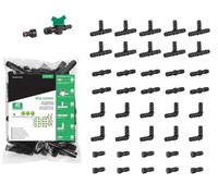42 accesorios de riego por goteo de 16 mm - Juego de conectores con conexión de grifo, piezas en T, piezas en L, tapón final - para manguera de goteo de 16 mm de jardín