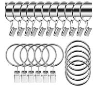 42 anillos de cortina de metal con clips, para ventana, puerta, cortina de ducha, diámetro interior de 32 mm