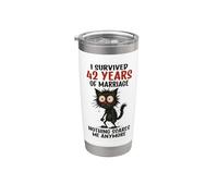 42º aniversario de bodas, sobreviví a 42 años de matrimonio Vaso térmico de acero inoxidable de doble pared