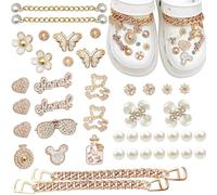 42 dijes de zapatos para Croc, accesorios extraíbles de diamantes de cristal para zapatos, accesorios de decoración de zapatos brillantes para adultos, adolescentes, niñas, regalo de fiesta de