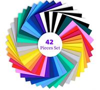 42 hojas de vinilo de transferencia de calor, 30,5 x 25,4 cm, tejido termoadhesivo para bricolaje, camisetas , ropa y sombreros (20 colores)