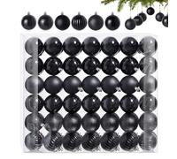 42 Pcs Bolas de Navidad Pequeñas Negro - 6 Diseños Diferentes de Plástico 3CM Mini Bolas para Árbol de Navidad - Decoraciones Navideñas