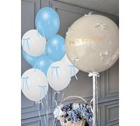 42 PCS globos con lazo azul blanco globos con lazo para cumpleaños decoración de fiesta coqueta soltera baby shower decoración de boda compromiso fiesta de novias suministros