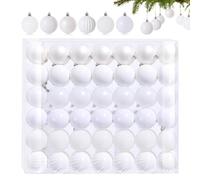 42 PCS Pequeñas Bolas de Navidad Blancas, 6 Diferentes Diseños Bolas de Plástico 3CM Mini Árbol de Navidad Decoración