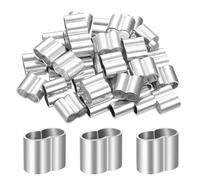 42 Piezas Abrazadera de Cable de Aluminio, Virolas de Aluminio, Mangas de Bucle de Engarzado de Aluminio de Cable de Alambre, Clips de Cuerda de Alambre de Doble Orificio, M10