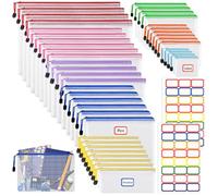 42 Piezas Bolsas Transparentes con Cremallera, Bolsas para Documentos con Cremallera, Bolsa de Malla Impermeable, Bolsa para Organización Archivos, Almacenamiento de Papelería (Coloridos, 8 Tamaños)