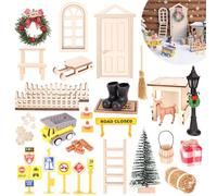 42 Piezas de Accesorios Puerta para Elfo Navidad Muñeco, Kit de Puerta Elfo Navidad para Elfos Traviesos, Puerta mágica para Elf The Miniatura para Casa de Muñecas, Puerta de Gnomo Decoración