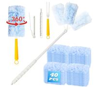 42 piezas de plumero de repuesto, 360° imán para polvo Swiffer Duster con mango y barra telescópica, limpiador de microfibra para el pelo, polvo y suciedad (azul)
