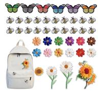 42 Piezas Parches para Planchar, Flores Mariposa Abeja Parches Termoadhesivos para Planchar, Parches Bordados de Flores para DIY Ropa Vaqueros Sombrero Chaqueta para Reparar
