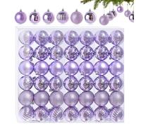 42 Piezas Pequeñas Bolas de Navidad Violetas - 6 Diseños Diferentes de Plástico para Árbol de Navidad - 3CM Mini Adornos Decorativos