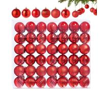42 Piezas Pequeños Christmas Baubles Rojo 6 Diseño Diferente plástico Christmas Tree Baubles 3CM Mini Christmas Baubles plástico Christmas Tree Baubles Christmas Tree Decoraciones Baubles