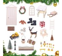 42 Piezas Puerta Elfo Navidad, Miniatura Kit de Puerta Elfo Navidad para Elfos Traviesos, Puerta del Elfo de Navidad con Christmas Fairy Door, Arbol, Escoba, Guirnalda, Escalera, Valla, Botas